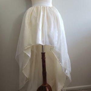 White Ivory Tulle High Low Maxi Skirt